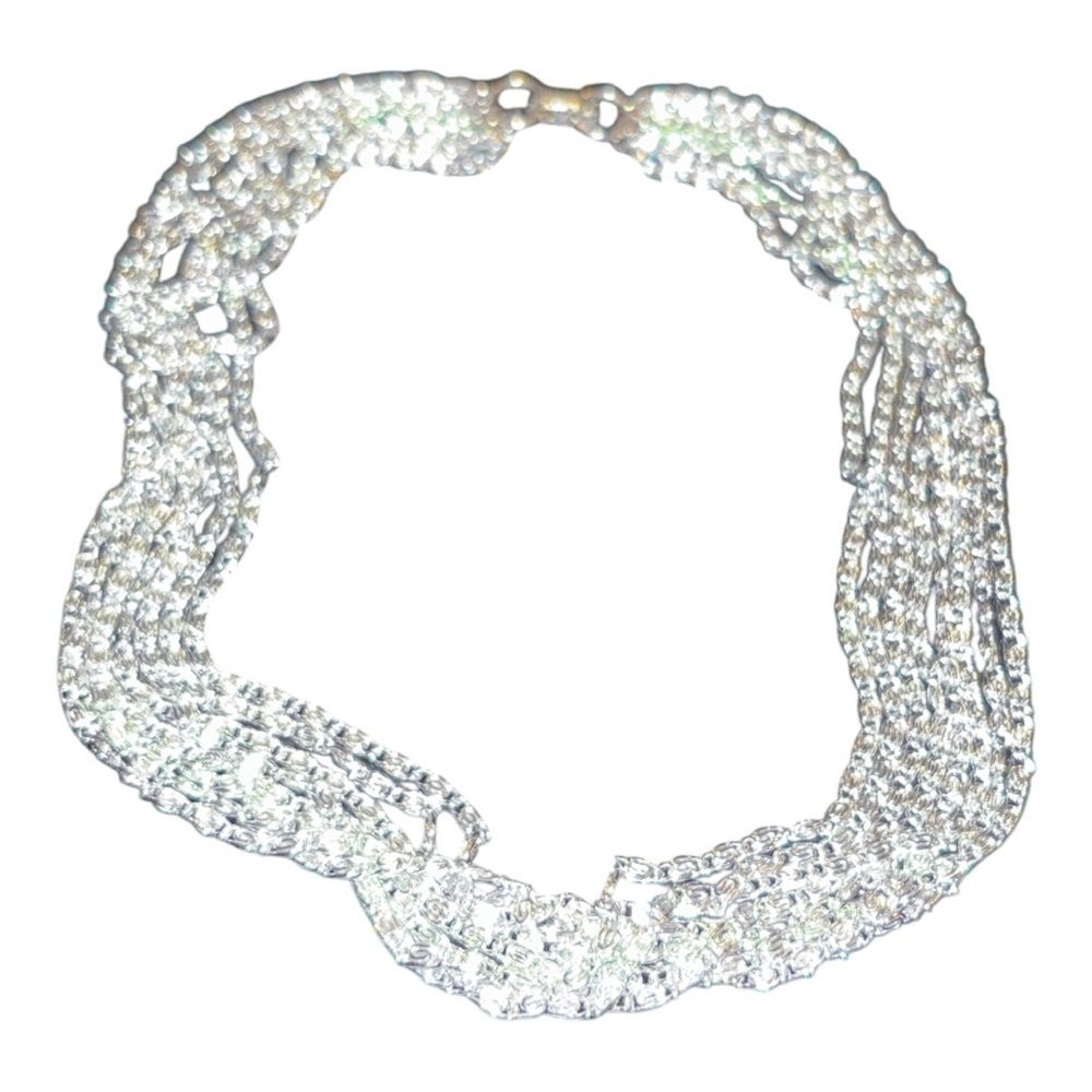 Sarah Coventry Vintage Silver 8 strand chain choker necklace.